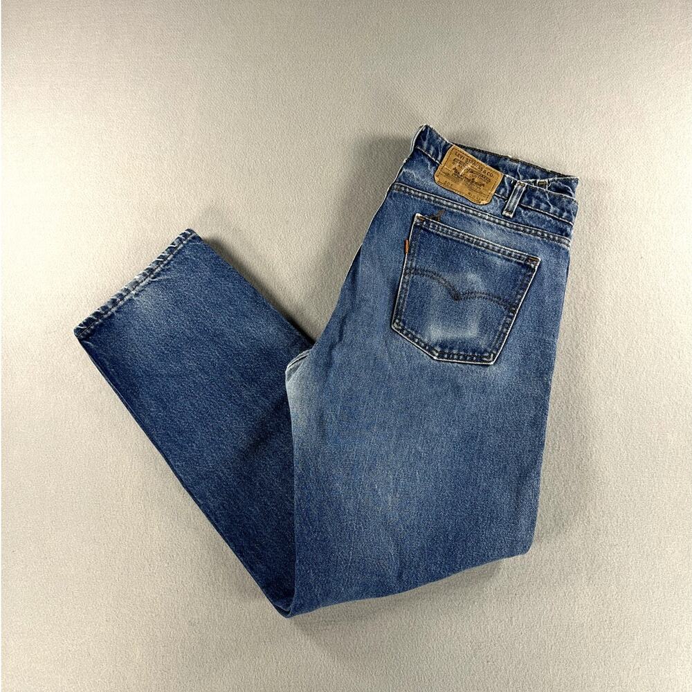 Vintage 90s Levis 505 Orange Tab Red Batwing Made In USA Mens Size (38x31) READ
